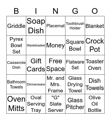 Gift Bingo  Bingo Card