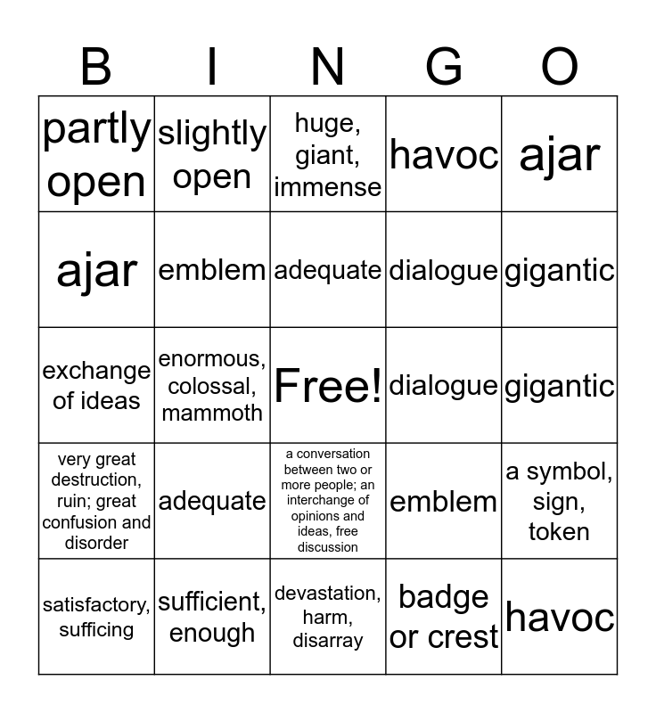 Level B Unit 11 Bingo (16) Bingo Card