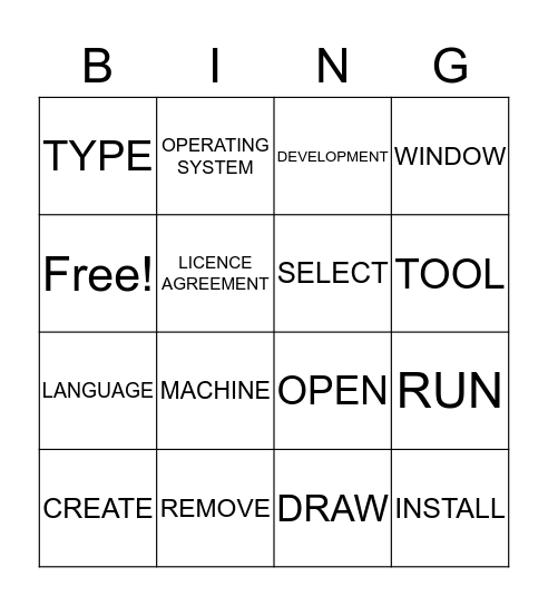 Vocabulary Bingo Card