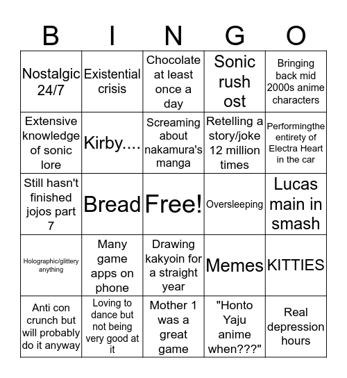 Dreamy Bingo Card