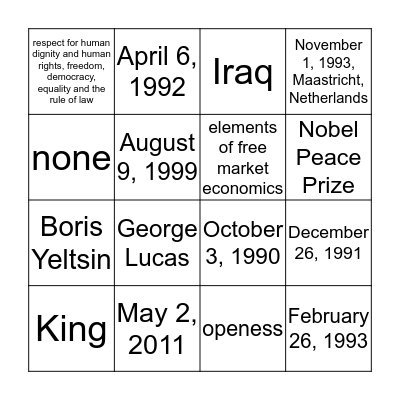 All About the 1990s Bingo Card