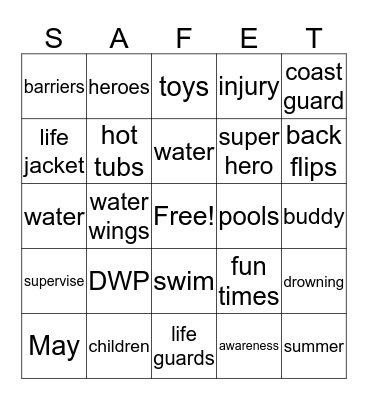 SAFETY BINGO Card