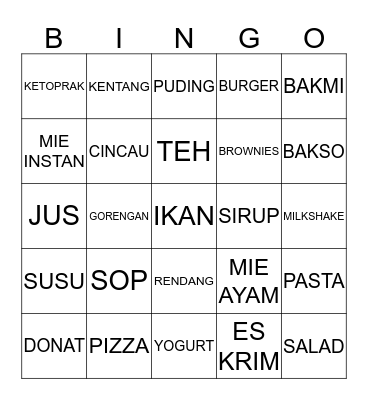 MAKANAN DAN MINUMAN Bingo Card