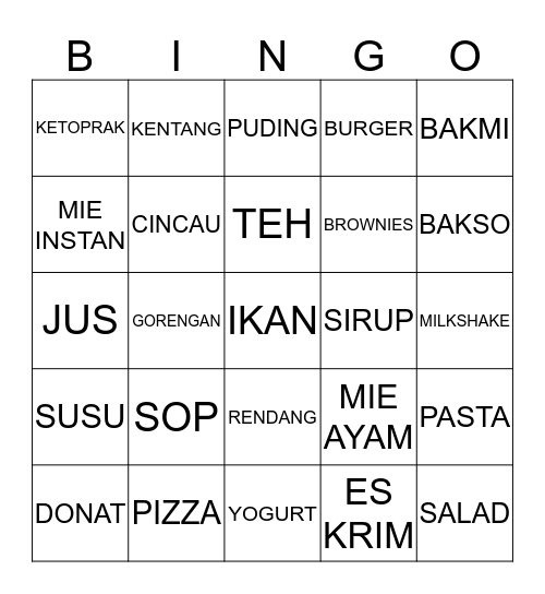 MAKANAN DAN MINUMAN Bingo Card