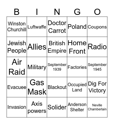 World War II Bingo Card