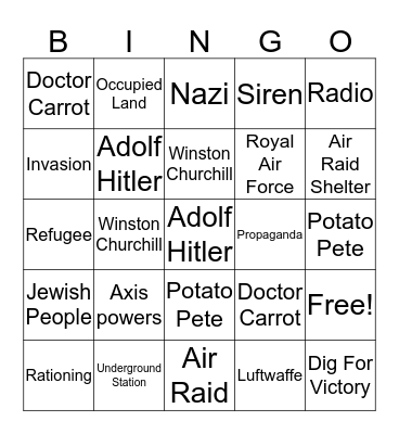 World War II Bingo Card