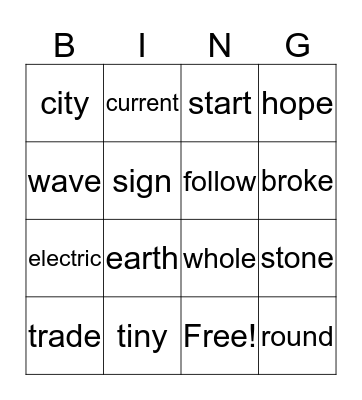 3rd Grade Spelling- week 4 Bingo Card