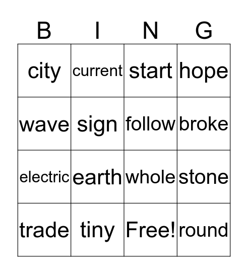 3rd Grade Spelling- week 4 Bingo Card