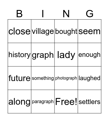 3rd Grade Spelling- week 7 Bingo Card