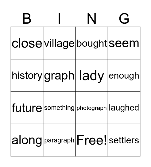 3rd Grade Spelling- week 7 Bingo Card