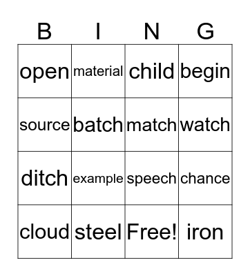 3rd Grade Spelling- week 8 Bingo Card