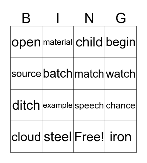 3rd Grade Spelling- week 8 Bingo Card