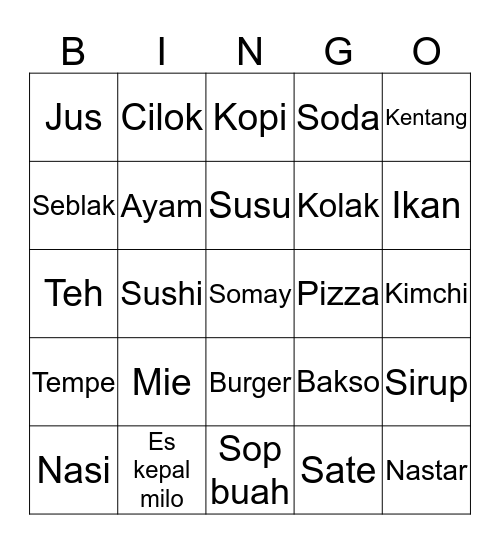 BINGO SIAN Bingo Card