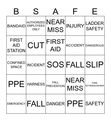 SAFETY Bingo Card