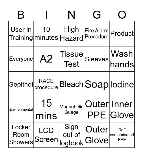 BSL-3 Bingo! Bingo Card