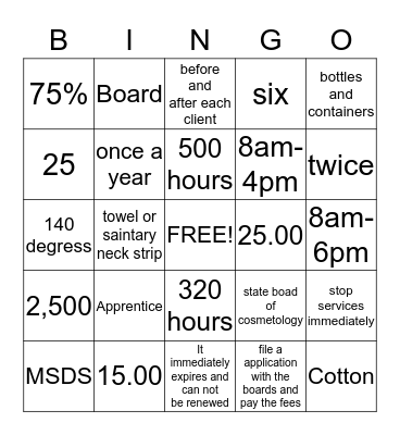 State Laws Bingo Card