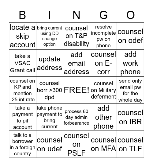 TEAM LAURA BINGO Card