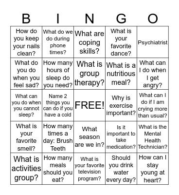 OCEANS Bingo Card