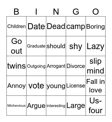 Unit 4  Bingo Card