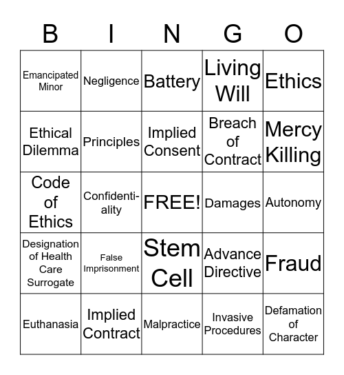 MT Chapter 3 Bingo Card