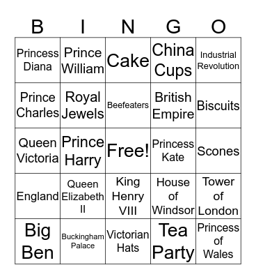 British Royals Bingo Card