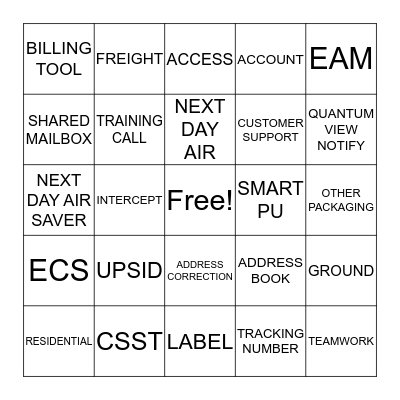 UPS Support Team  Bingo Card