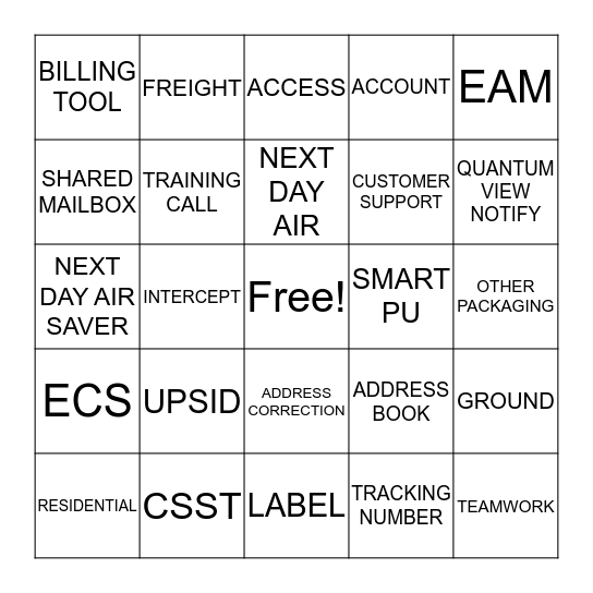 UPS Support Team  Bingo Card