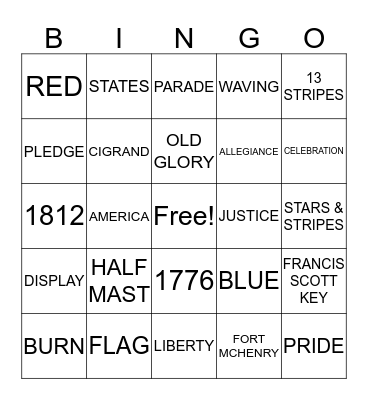 CCHA'S FLAG DAY CELEBRATION Bingo Card