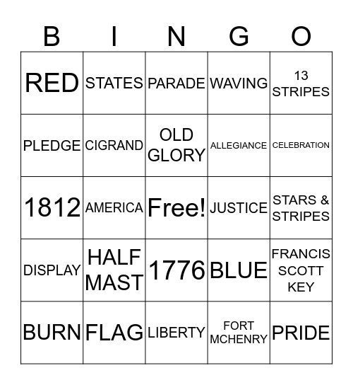 CCHA'S FLAG DAY CELEBRATION Bingo Card