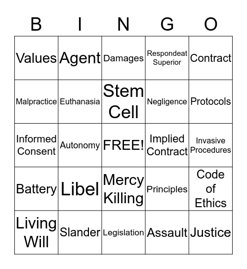 MT Chapter 3 Bingo Card