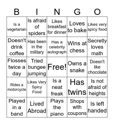 Texas Health Plano Bingo Card