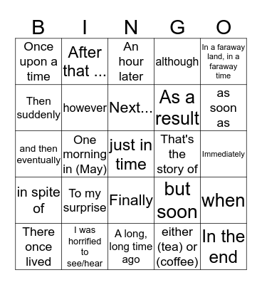 Storytelling Expressions  Bingo Card