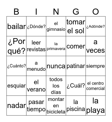 Para Empezar Bingo Card