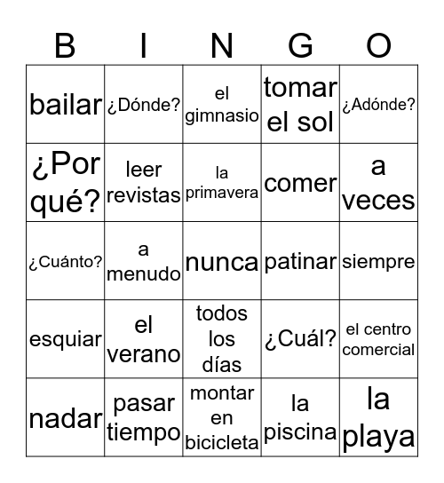 Para Empezar Bingo Card