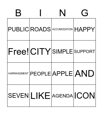 WORD BINGO Card