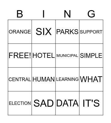 WORD BINGO Card