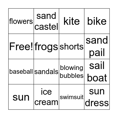 AM Octopus Class Summer BINGO Card