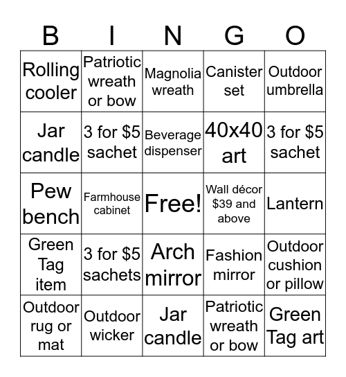 Win BIG Bingo Card