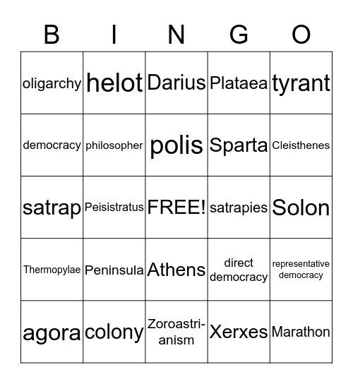 Chapter 4 Bingo Card