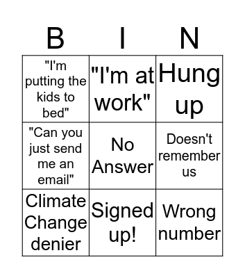 Recruitment Bingo Card