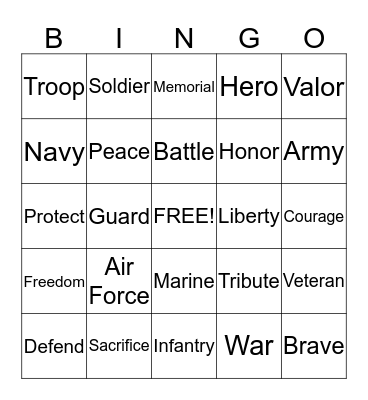 Veteran Bingo Card