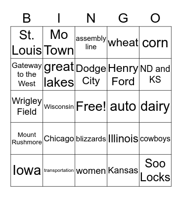 Midwest Bingo Card