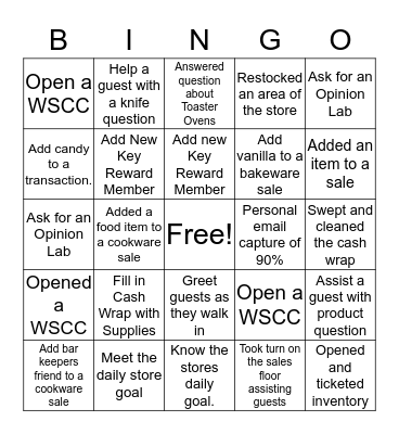 Williams Sonoma Memorial Day Bingo Card