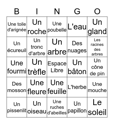 Dans La Nature Bingo Card