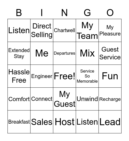 Residence Inn Bingo Card
