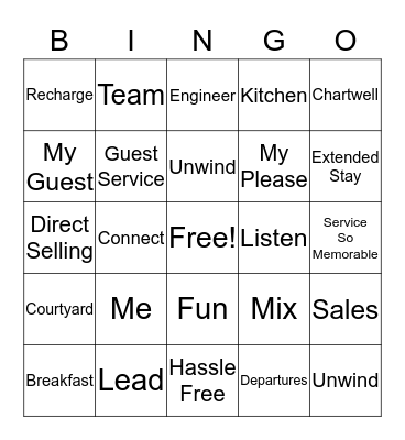 Residence Inn Bingo Card