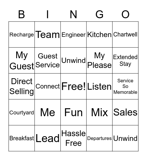 Residence Inn Bingo Card