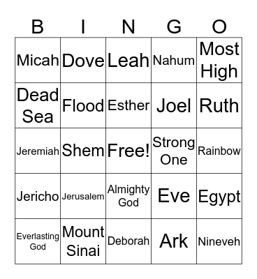 Bible Bingo Card