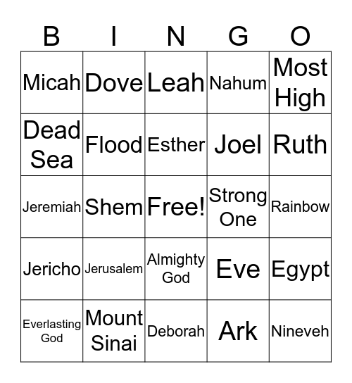 Bible Bingo Card