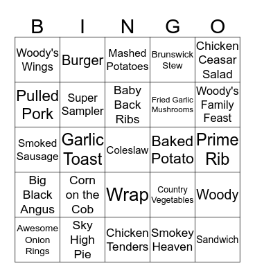 Woody's Bar-B-Q Bingo Card